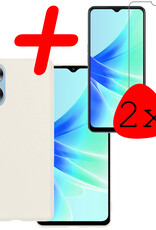 BASEY. Hoes Geschikt voor OPPO A17 Hoesje Siliconen Back Cover Case Met 2x Screenprotector - Hoesje Geschikt voor OPPO A17 Hoes Cover Hoesje - Wit