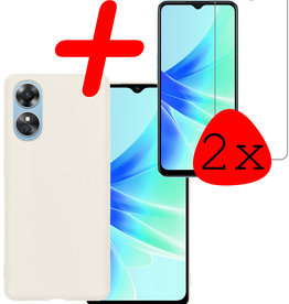 BASEY. BASEY. OPPO A17 Hoesje Siliconen Met 2x Screenprotector - Wit