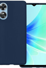 BASEY. Hoes Geschikt voor OPPO A17 Hoesje Siliconen Back Cover Case Met Screenprotector - Hoesje Geschikt voor OPPO A17 Hoes Cover Hoesje - Donkerblauw