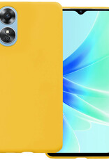 BASEY. Hoes Geschikt voor OPPO A17 Hoesje Siliconen Back Cover Case Met Screenprotector - Hoesje Geschikt voor OPPO A17 Hoes Cover Hoesje - Geel