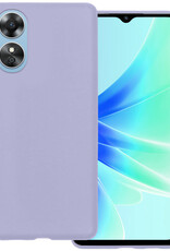BASEY. Hoes Geschikt voor OPPO A17 Hoesje Siliconen Back Cover Case Met Screenprotector - Hoesje Geschikt voor OPPO A17 Hoes Cover Hoesje - Lila