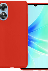 BASEY. Hoes Geschikt voor OPPO A17 Hoesje Siliconen Back Cover Case Met Screenprotector - Hoesje Geschikt voor OPPO A17 Hoes Cover Hoesje - Rood