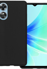 BASEY. Hoes Geschikt voor OPPO A17 Hoesje Siliconen Back Cover Case Met Screenprotector - Hoesje Geschikt voor OPPO A17 Hoes Cover Hoesje - Zwart