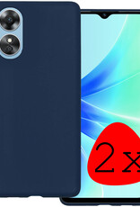 BASEY. Hoes Geschikt voor OPPO A17 Hoesje Siliconen Back Cover Case Met 2x Screenprotector - Hoesje Geschikt voor OPPO A17 Hoes Cover Hoesje - Donkerblauw