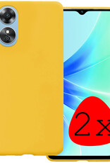 BASEY. Hoes Geschikt voor OPPO A17 Hoesje Siliconen Back Cover Case Met 2x Screenprotector - Hoesje Geschikt voor OPPO A17 Hoes Cover Hoesje - Geel