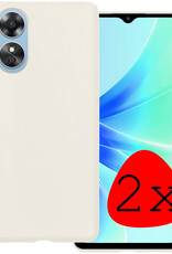 BASEY. Hoes Geschikt voor OPPO A17 Hoesje Siliconen Back Cover Case Met 2x Screenprotector - Hoesje Geschikt voor OPPO A17 Hoes Cover Hoesje - Wit