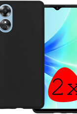 BASEY. Hoes Geschikt voor OPPO A17 Hoesje Siliconen Back Cover Case Met 2x Screenprotector - Hoesje Geschikt voor OPPO A17 Hoes Cover Hoesje - Zwart