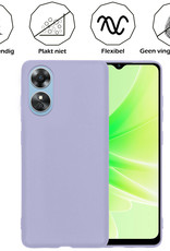 Nomfy OPPO A17 Hoesje Siliconen Case Back Cover Met Screenprotector - OPPO A17 Hoes Cover Silicone - Lila