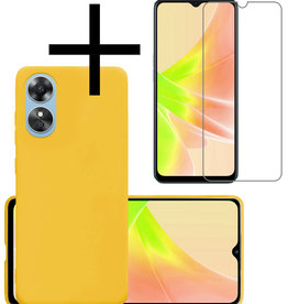 NoXx NoXx OPPO A17 Hoesje Siliconen Met Screenprotector - Geel