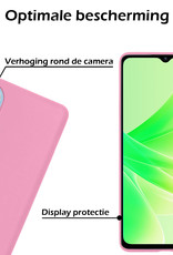 Nomfy Hoesje Geschikt voor OPPO A17 Hoesje Siliconen Cover Case Met Screenprotector - Hoes Geschikt voor OPPO A17 Hoes Back Case - Lichtroze