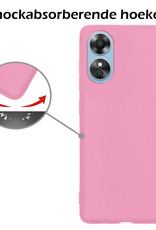 Nomfy Hoesje Geschikt voor OPPO A17 Hoesje Siliconen Cover Case Met Screenprotector - Hoes Geschikt voor OPPO A17 Hoes Back Case - Lichtroze