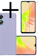 NoXx Hoes Geschikt voor OPPO A17 Hoesje Cover Siliconen Back Case Hoes Met Screenprotector - Lila