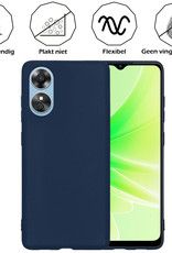 Nomfy Hoesje Geschikt voor OPPO A17 Hoesje Siliconen Cover Case Met 2x Screenprotector - Hoes Geschikt voor OPPO A17 Hoes Back Case - Donkerblauw