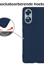 Nomfy Hoesje Geschikt voor OPPO A17 Hoesje Siliconen Cover Case Met 2x Screenprotector - Hoes Geschikt voor OPPO A17 Hoes Back Case - Donkerblauw
