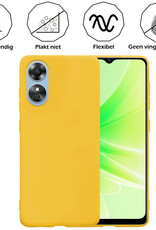 Nomfy Hoesje Geschikt voor OPPO A17 Hoesje Siliconen Cover Case Met 2x Screenprotector - Hoes Geschikt voor OPPO A17 Hoes Back Case - Geel