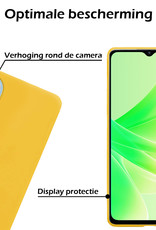 Nomfy Hoesje Geschikt voor OPPO A17 Hoesje Siliconen Cover Case Met 2x Screenprotector - Hoes Geschikt voor OPPO A17 Hoes Back Case - Geel