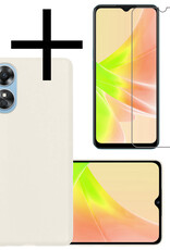 NoXx Hoes Geschikt voor OPPO A17 Hoesje Cover Siliconen Back Case Hoes Met Screenprotector - Wit
