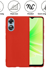 Nomfy Hoesje Geschikt voor OPPO A17 Hoesje Siliconen Cover Case Met 2x Screenprotector - Hoes Geschikt voor OPPO A17 Hoes Back Case - Rood
