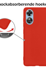 Nomfy Hoesje Geschikt voor OPPO A17 Hoesje Siliconen Cover Case Met 2x Screenprotector - Hoes Geschikt voor OPPO A17 Hoes Back Case - Rood
