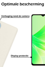 Nomfy Hoesje Geschikt voor OPPO A17 Hoesje Siliconen Cover Case Met 2x Screenprotector - Hoes Geschikt voor OPPO A17 Hoes Back Case - Wit