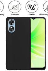 Nomfy Hoesje Geschikt voor OPPO A17 Hoesje Siliconen Cover Case Met 2x Screenprotector - Hoes Geschikt voor OPPO A17 Hoes Back Case - Zwart