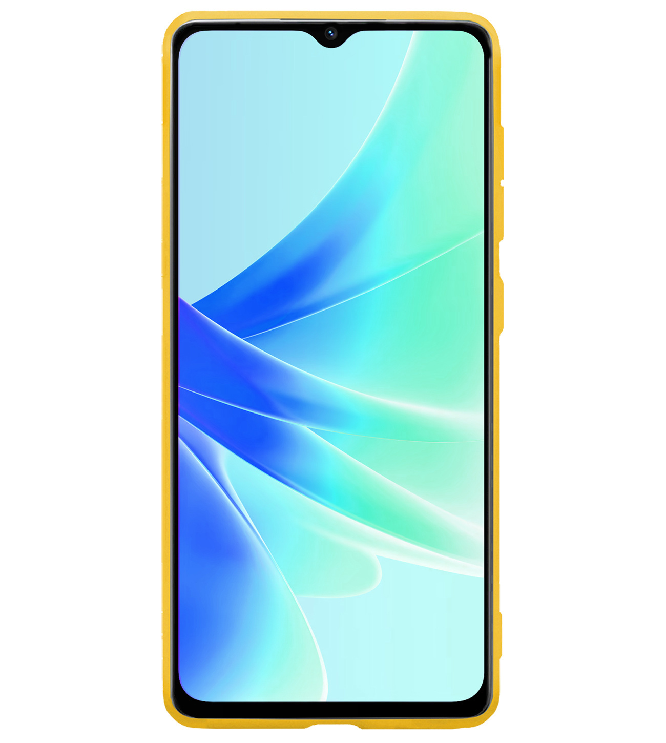 BASEY. Hoes Geschikt voor OPPO A57 Hoesje Siliconen Back Cover Case Met Screenprotector - Hoesje Geschikt voor OPPO A57 Hoes Cover Hoesje - Geel