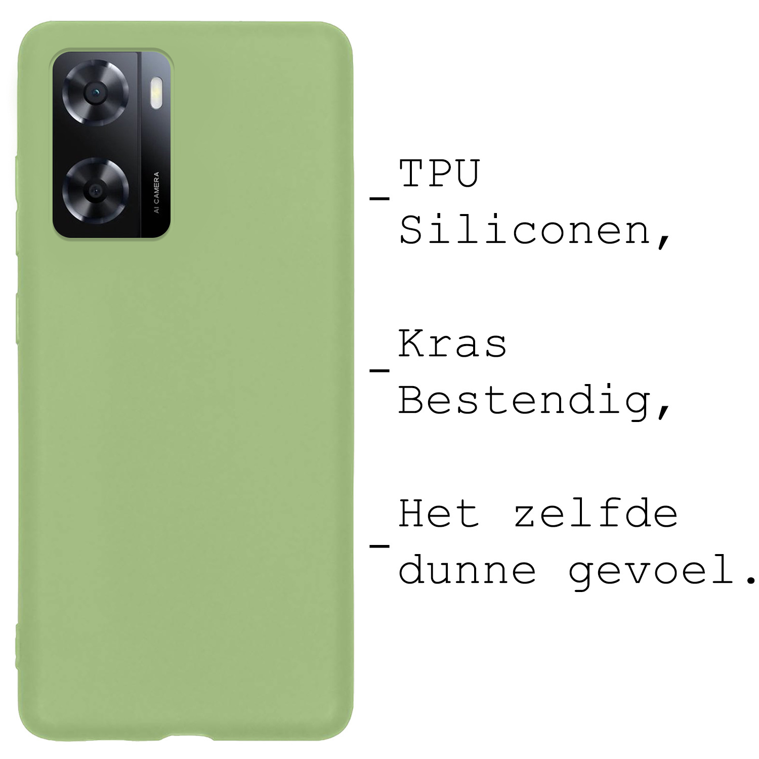 BASEY. Hoes Geschikt voor OPPO A57 Hoesje Siliconen Back Cover Case Met Screenprotector - Hoesje Geschikt voor OPPO A57 Hoes Cover Hoesje - Groen