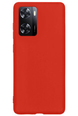 BASEY. Hoes Geschikt voor OPPO A57 Hoesje Siliconen Back Cover Case Met Screenprotector - Hoesje Geschikt voor OPPO A57 Hoes Cover Hoesje - Rood