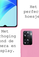 BASEY. Hoes Geschikt voor OPPO A57 Hoesje Siliconen Back Cover Case Met Screenprotector - Hoesje Geschikt voor OPPO A57 Hoes Cover Hoesje - Lichtroze