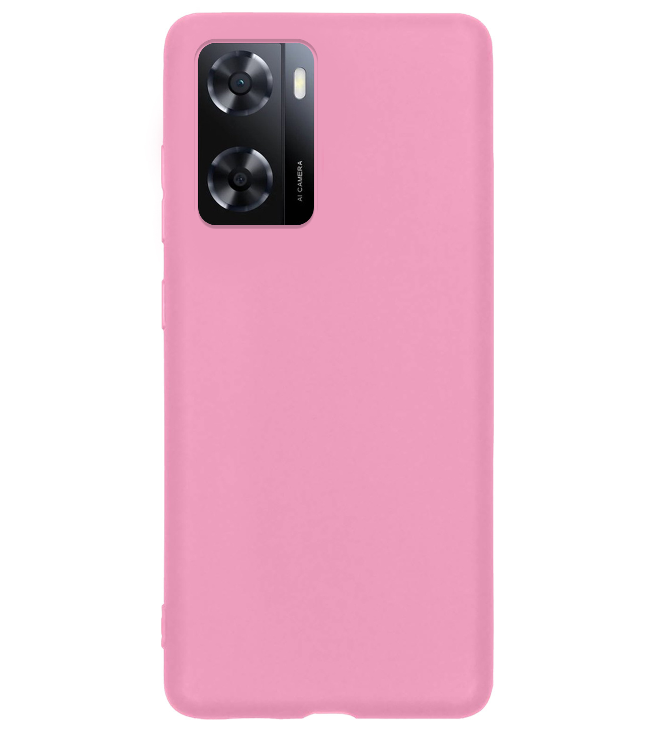 BASEY. Hoes Geschikt voor OPPO A57 Hoesje Siliconen Back Cover Case Met Screenprotector - Hoesje Geschikt voor OPPO A57 Hoes Cover Hoesje - Lichtroze