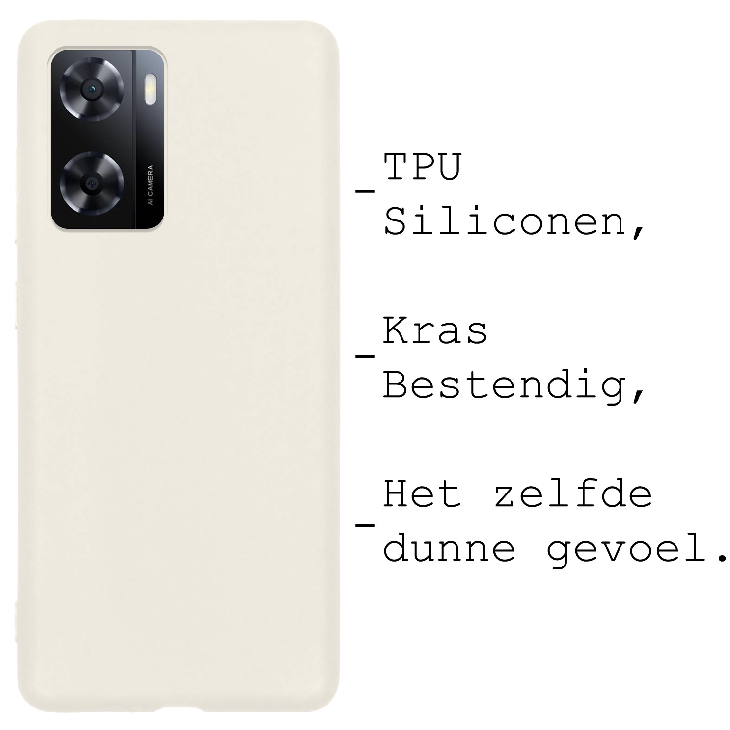 BASEY. Hoes Geschikt voor OPPO A57 Hoesje Siliconen Back Cover Case Met Screenprotector - Hoesje Geschikt voor OPPO A57 Hoes Cover Hoesje - Wit