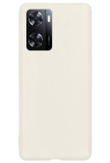 BASEY. Hoes Geschikt voor OPPO A57 Hoesje Siliconen Back Cover Case Met Screenprotector - Hoesje Geschikt voor OPPO A57 Hoes Cover Hoesje - Wit