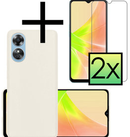 NoXx NoXx OPPO A17 Hoesje Siliconen Met 2x Screenprotector - Wit