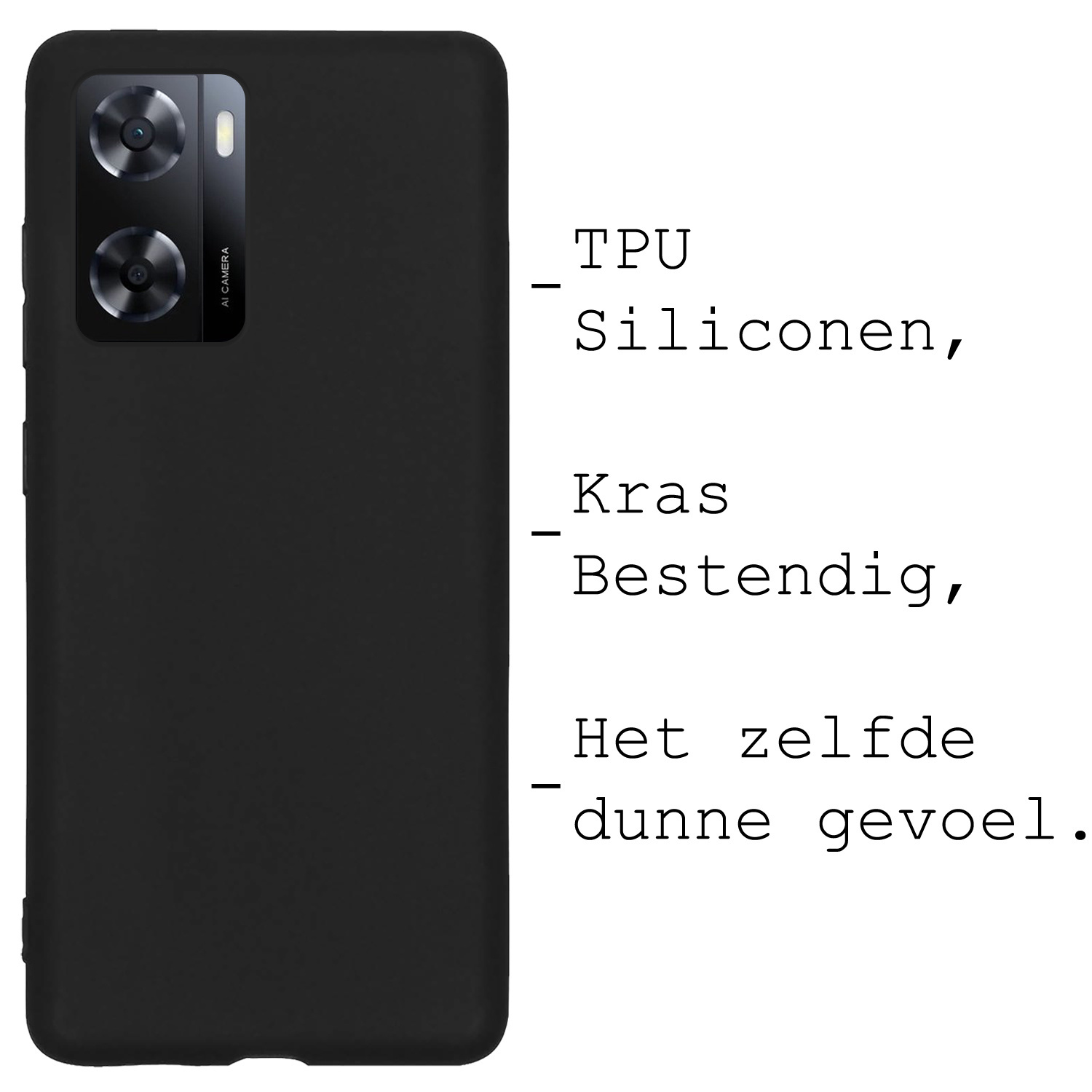 BASEY. Hoes Geschikt voor OPPO A57 Hoesje Siliconen Back Cover Case Met Screenprotector - Hoesje Geschikt voor OPPO A57 Hoes Cover Hoesje - Zwart