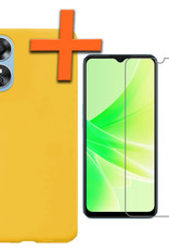 Nomfy Hoesje Geschikt voor OPPO A17 Hoesje Siliconen Cover Case Met Screenprotector - Hoes Geschikt voor OPPO A17 Hoes Back Case - Geel