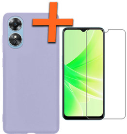 Nomfy Nomfy OPPO A17 Hoesje Siliconen Met Screenprotector - Lila