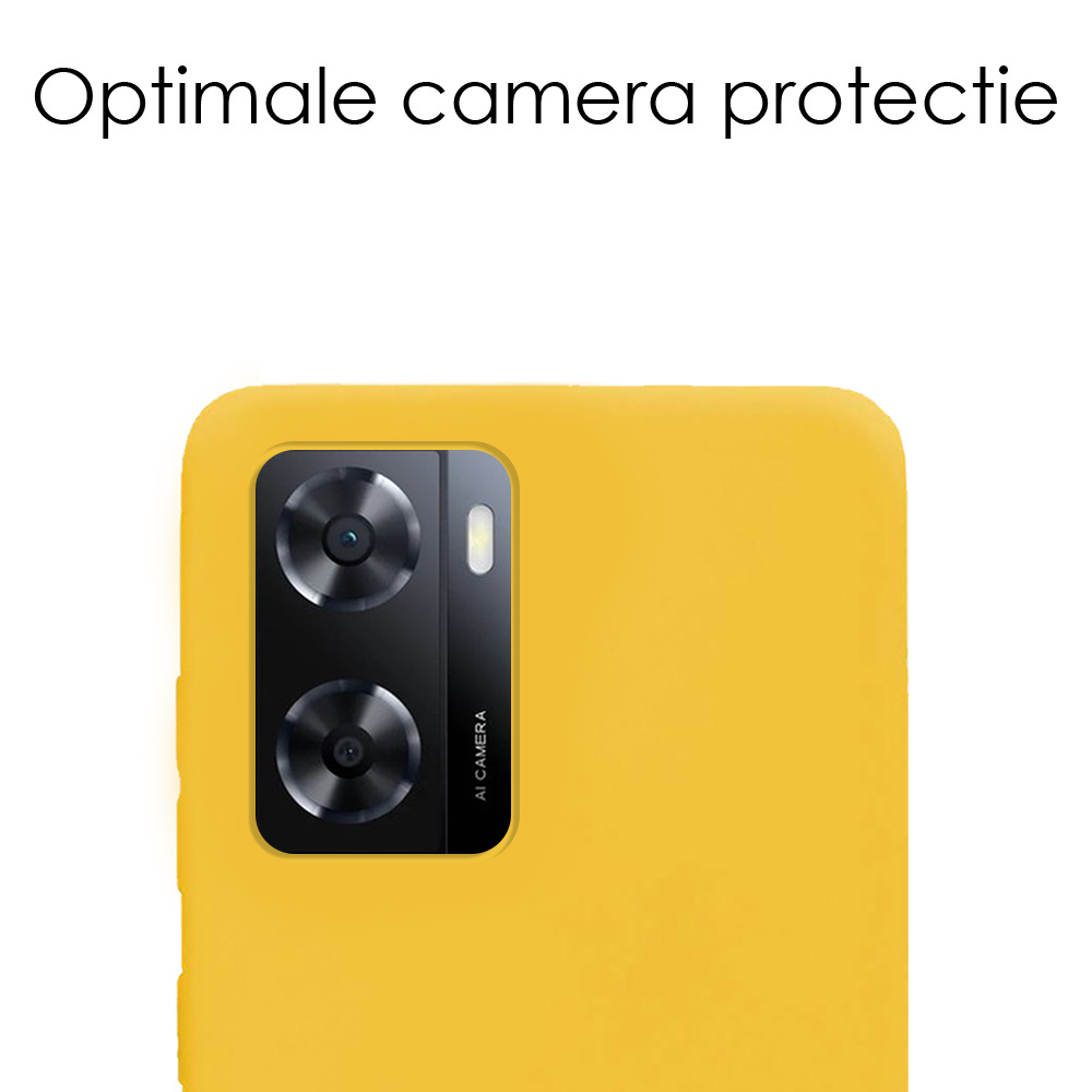 NoXx Hoes Geschikt voor OPPO A57 Hoesje Cover Siliconen Back Case Hoes Met 2x Screenprotector - Geel