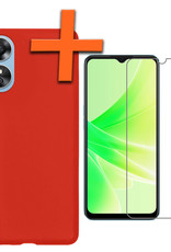 Nomfy Hoesje Geschikt voor OPPO A17 Hoesje Siliconen Cover Case Met Screenprotector - Hoes Geschikt voor OPPO A17 Hoes Back Case - Rood