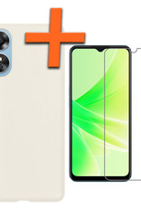 Nomfy Hoesje Geschikt voor OPPO A17 Hoesje Siliconen Cover Case Met Screenprotector - Hoes Geschikt voor OPPO A17 Hoes Back Case - Wit