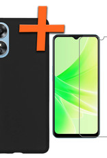 Nomfy Hoesje Geschikt voor OPPO A17 Hoesje Siliconen Cover Case Met Screenprotector - Hoes Geschikt voor OPPO A17 Hoes Back Case - Zwart