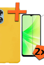 Nomfy Hoesje Geschikt voor OPPO A17 Hoesje Siliconen Cover Case Met 2x Screenprotector - Hoes Geschikt voor OPPO A17 Hoes Back Case - Geel