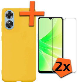 Nomfy Nomfy OPPO A17 Hoesje Siliconen Met 2x Screenprotector - Geel
