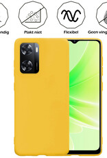 Nomfy Hoesje Geschikt voor OPPO A57 Hoesje Siliconen Cover Case Met Screenprotector - Hoes Geschikt voor OPPO A57 Hoes Back Case - Geel