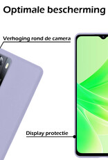 Nomfy Hoesje Geschikt voor OPPO A57 Hoesje Siliconen Cover Case Met Screenprotector - Hoes Geschikt voor OPPO A57 Hoes Back Case - Lila