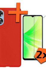 Nomfy Hoesje Geschikt voor OPPO A17 Hoesje Siliconen Cover Case Met 2x Screenprotector - Hoes Geschikt voor OPPO A17 Hoes Back Case - Rood