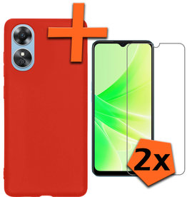 Nomfy Nomfy OPPO A17 Hoesje Siliconen Met 2x Screenprotector - Rood