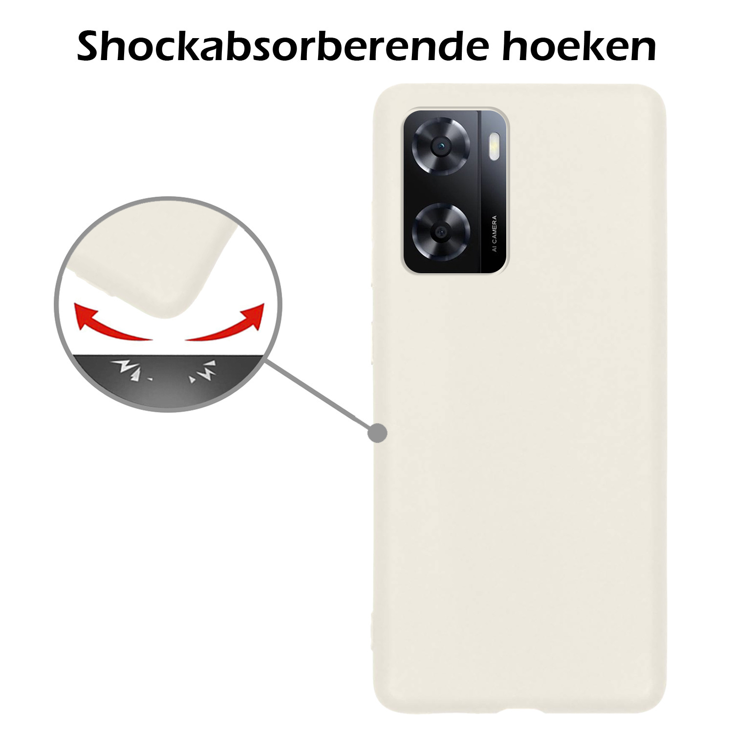 Nomfy Hoesje Geschikt voor OPPO A57 Hoesje Siliconen Cover Case Met Screenprotector - Hoes Geschikt voor OPPO A57 Hoes Back Case - Wit