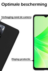 Nomfy Hoesje Geschikt voor OPPO A57 Hoesje Siliconen Cover Case Met Screenprotector - Hoes Geschikt voor OPPO A57 Hoes Back Case - Zwart