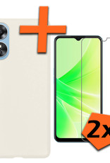 Nomfy Hoesje Geschikt voor OPPO A17 Hoesje Siliconen Cover Case Met 2x Screenprotector - Hoes Geschikt voor OPPO A17 Hoes Back Case - Wit