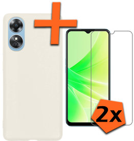 Nomfy Nomfy OPPO A17 Hoesje Siliconen Met 2x Screenprotector - Wit